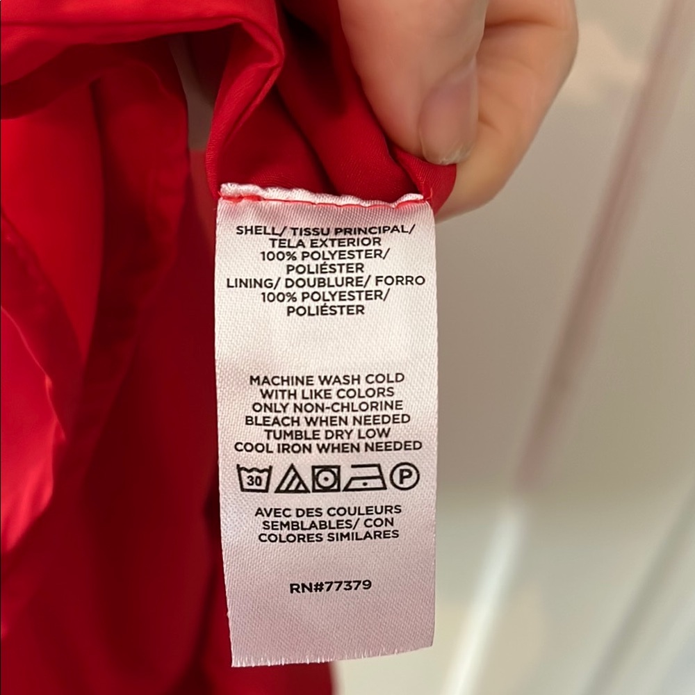 Ann Taylor Tomato Red Buttoned Tie Front Sundress with Ruffles and Tie Waist - Picture 5 of 5
